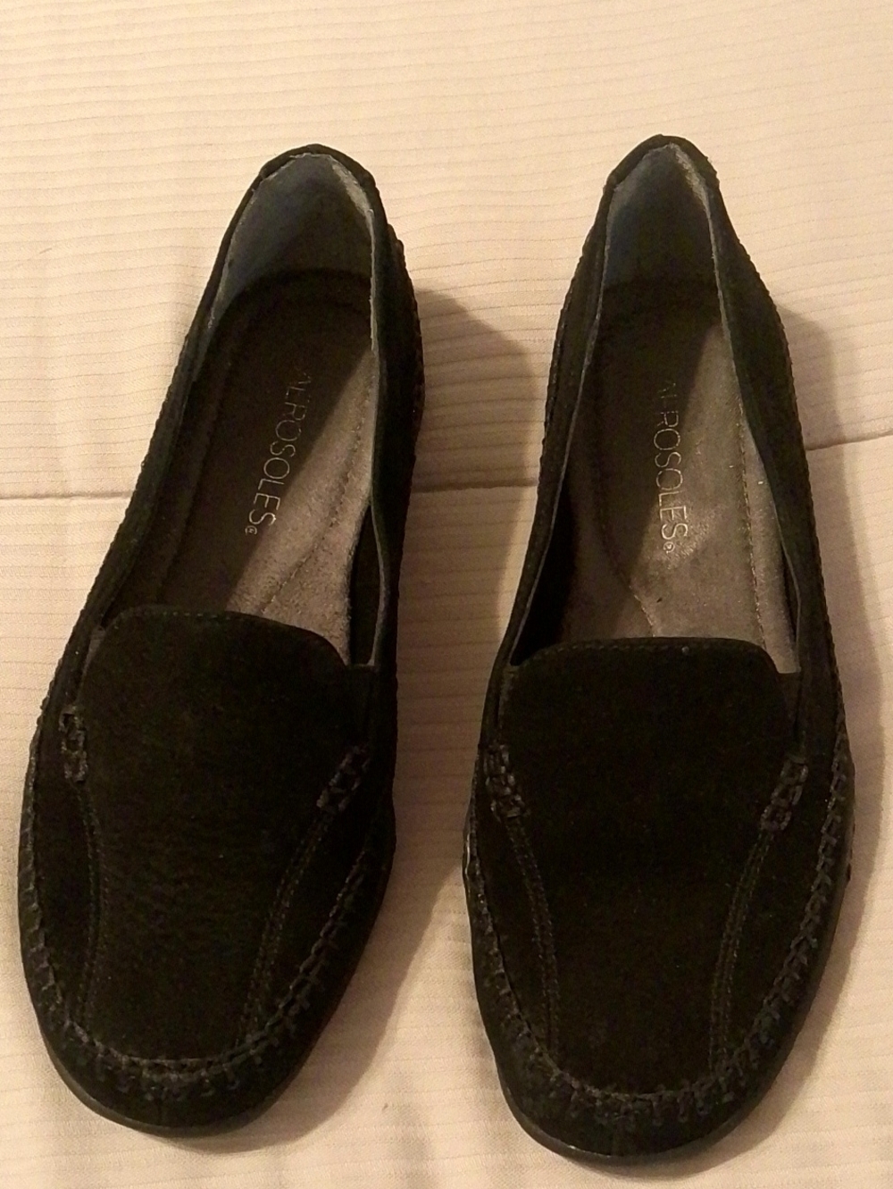AEROSOLES Black Suede Slip-On Loafers